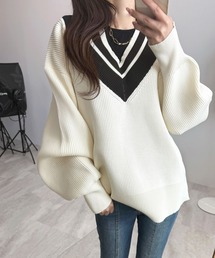 ワンホン×レトロなデザイン♪ゆったりチルデンもちもちニット