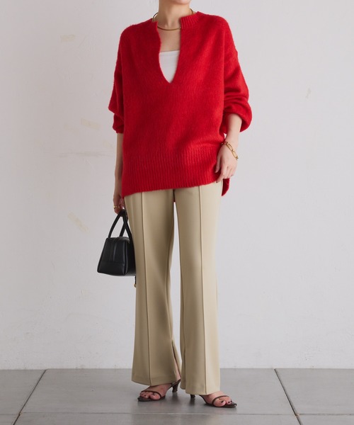 COLLAGE GALLARDAGALANTE（コラージュガリャルダガランテ）の「ピンタックセミフレアパンツ（その他パンツ・レディース・ブラック/ベージュ・1/0）」の12枚目の写真