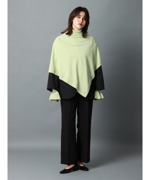 CIS.（シス）の「CIS． フリルカフタートルニット＆ケープ ウォッシャブル 無地（ニット/セーター・レディース・ホワイト/グリーン/ブラック/グレー・36(7号)/38(9号)）」の5枚目の写真