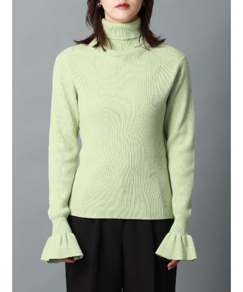 CIS.（シス）の「CIS． フリルカフタートルニット＆ケープ ウォッシャブル 無地（ニット/セーター・レディース・ホワイト/グリーン/ブラック/グレー・36(7号)/38(9号)）」の9枚目の写真