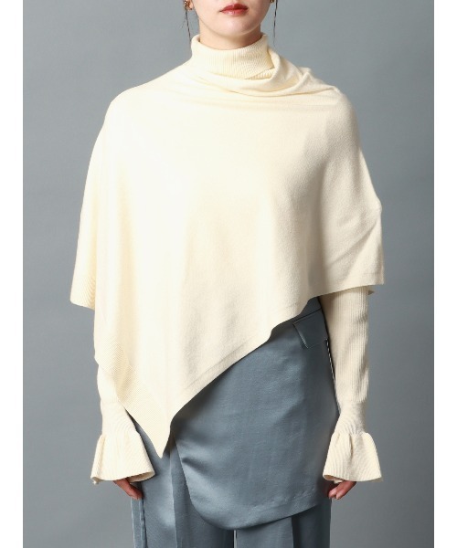 CIS.（シス）の「CIS． フリルカフタートルニット＆ケープ ウォッシャブル 無地（ニット/セーター・レディース・ホワイト/グリーン/ブラック/グレー・36(7号)/38(9号)）」の18枚目の写真