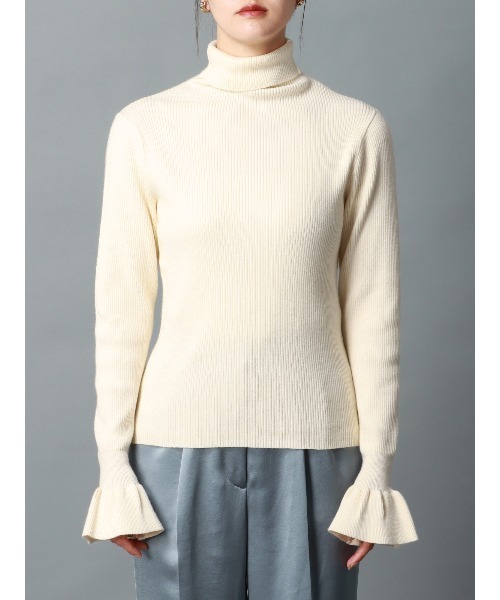 CIS.（シス）の「CIS． フリルカフタートルニット＆ケープ ウォッシャブル 無地（ニット/セーター・レディース・ホワイト/グリーン/ブラック/グレー・36(7号)/38(9号)）」の21枚目の写真