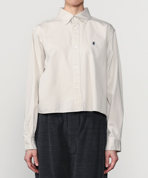 GYMPHLEX（ジムフレックス）の「Gymphlex | コットンツイル ショートボタンダウンシャツ WOMEN（シャツ/ブラウス・レディース・ベージュ/チャコール・14）」の7枚目の写真