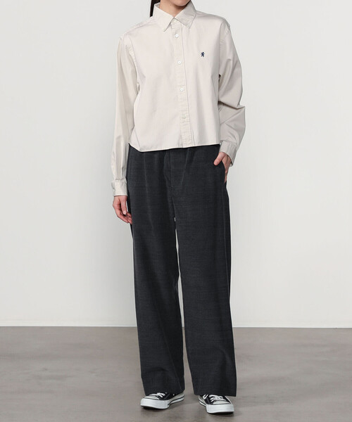 GYMPHLEX（ジムフレックス）の「Gymphlex | コットンツイル ショートボタンダウンシャツ WOMEN（シャツ/ブラウス・レディース・ベージュ/チャコール・14）」の10枚目の写真