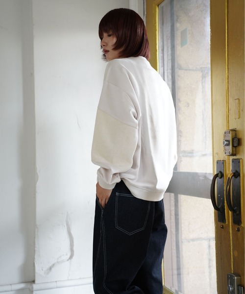 ATELANE(アテレーン)の「ATELANE / スウェードポンチ/カットコーデュロイ/スウィッチクルーネック(Tシャツ/カットソー・メンズ・ブラック/アイボリー・LARGE/MEDIUM)」の8枚目の写真