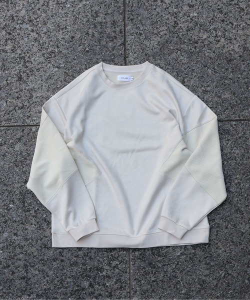 ATELANE(アテレーン)の「ATELANE / スウェードポンチ/カットコーデュロイ/スウィッチクルーネック(Tシャツ/カットソー・メンズ・ブラック/アイボリー・LARGE/MEDIUM)」の9枚目の写真