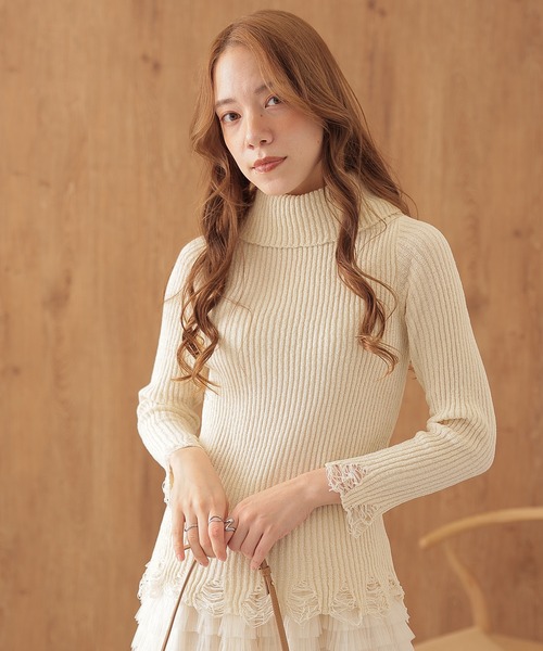 SUWDEE(スーディー)の「2way crush knit pullover(ニット/セーター・レディース・ブラック/アイボリー/グレー/ホワイト/ブラウン・FREE)」の3枚目の写真