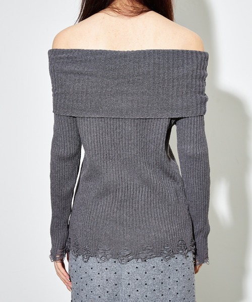 SUWDEE(スーディー)の「2way crush knit pullover(ニット/セーター・レディース・ブラック/アイボリー/グレー/ホワイト/ブラウン・FREE)」の8枚目の写真