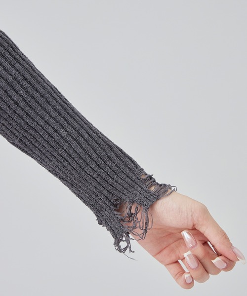 SUWDEE(スーディー)の「2way crush knit pullover(ニット/セーター・レディース・ブラック/アイボリー/グレー/ホワイト/ブラウン・FREE)」の9枚目の写真