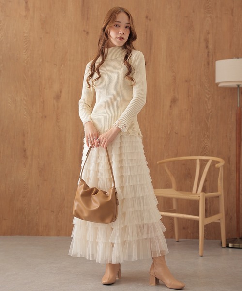 SUWDEE(スーディー)の「2way crush knit pullover(ニット/セーター・レディース・ブラック/アイボリー/グレー/ホワイト/ブラウン・FREE)」の14枚目の写真
