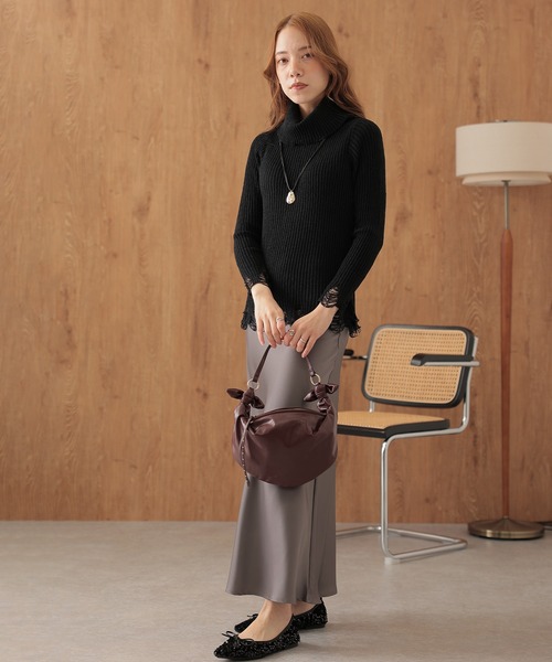 SUWDEE(スーディー)の「2way crush knit pullover(ニット/セーター・レディース・ブラック/アイボリー/グレー/ホワイト/ブラウン・FREE)」の16枚目の写真