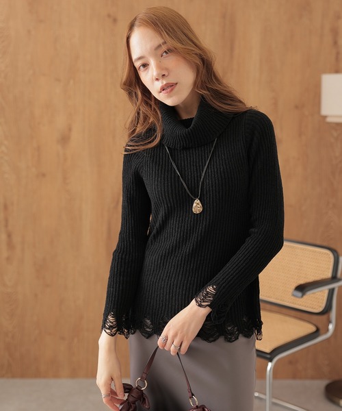 SUWDEE(スーディー)の「2way crush knit pullover(ニット/セーター・レディース・ブラック/アイボリー/グレー/ホワイト/ブラウン・FREE)」の17枚目の写真
