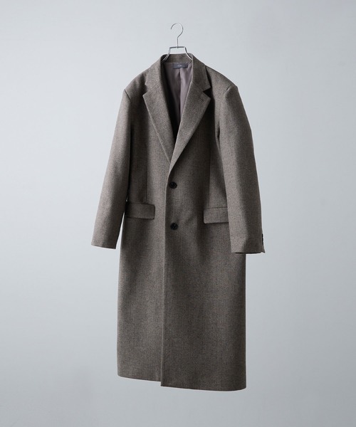 セール】【CLEL】Wool Blend Herringbone Tweed Coat / ウールブレンド