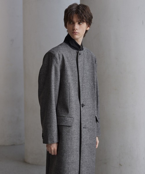 CLEL】Wool Blend Herringbone Tweed Coat / ウールブレンド