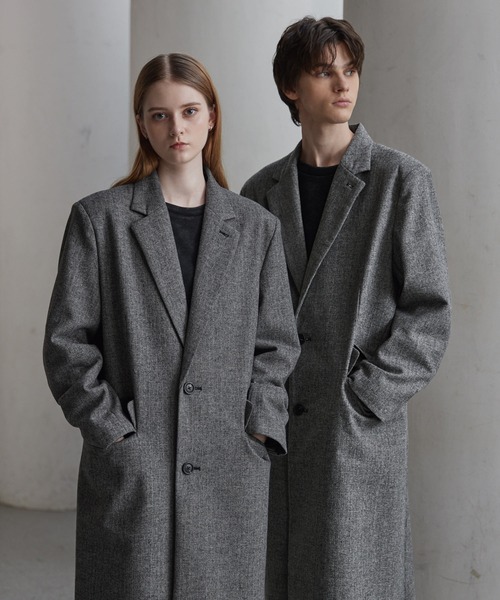 1910s ウールチェスターコート フレンチヴィンテージ ヘリンボーン