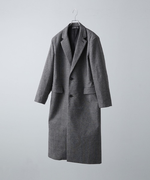 セール】【CLEL】Wool Blend Herringbone Tweed Coat / ウールブレンド