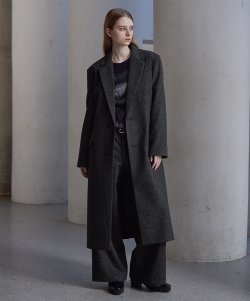 CLEL】Wool Blend Herringbone Tweed Coat / ウールブレンド