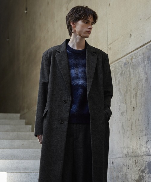 CLEL（クレイル）の「【CLEL】Wool Blend Herringbone Tweed Coat / ウールブレンド ヘリンボーンツイードコート【セットアップ対応】（チェスターコート・メンズ・ブラック系/グレー系/ベージュ系・XS/S/M/L）」の5枚目の写真