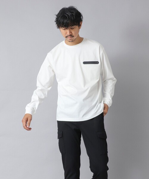 NOLLEY’S（ノーリーズ）の「【ACTIVE SECT】《限定展開》シーリングポケットロンT 25AW（Tシャツ/カットソー・メンズ・ホワイト/グレイッシュベージュ/ブラック/グレイッシュブルー・XXL/XL/L/M/S）」の12枚目の写真