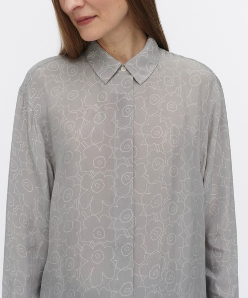 marimekko（マリメッコ）の「Runsas Piirto Uni Cupro / shirt blouse（シャツ/ブラウス・レディース・ライトグレー・36/34/38）」の4枚目の写真