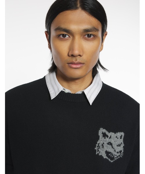Maison Kitsune（メゾンキツネ）の「FOX HEAD INTARSIA MERINO JUMPER（ニット/セーター・メンズ・ブラック/アイボリー/セージグリーン・XS/S/M/L/XL）」の15枚目の写真
