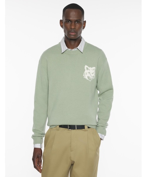 Maison Kitsune（メゾンキツネ）の「FOX HEAD INTARSIA MERINO JUMPER（ニット/セーター・メンズ・ブラック/アイボリー/セージグリーン・XS/S/M/L/XL）」の20枚目の写真