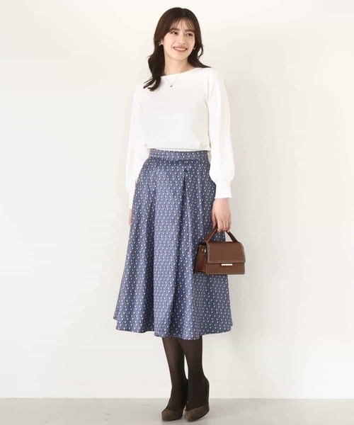 OFUON le MK（オフオンルエムケー）の「【2025AW】幾何柄タックフレアースカート/洗える（スカート・レディース・ブルー/ネイビー・40/38/36）」の10枚目の写真