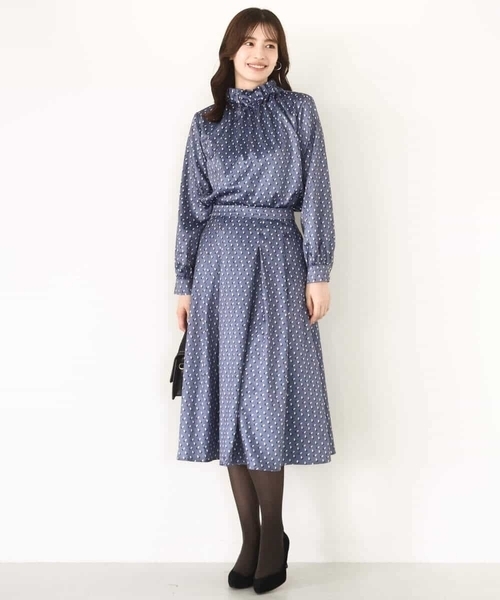 OFUON le MK（オフオンルエムケー）の「【2025AW】幾何柄タックフレアースカート/洗える（スカート・レディース・ブルー/ネイビー・40/38/36）」の21枚目の写真