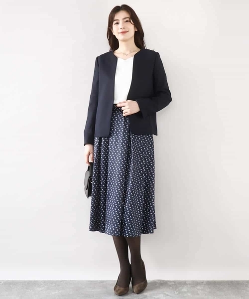 OFUON le MK（オフオンルエムケー）の「【2025AW】幾何柄タックフレアースカート/洗える（スカート・レディース・ブルー/ネイビー・40/38/36）」の17枚目の写真