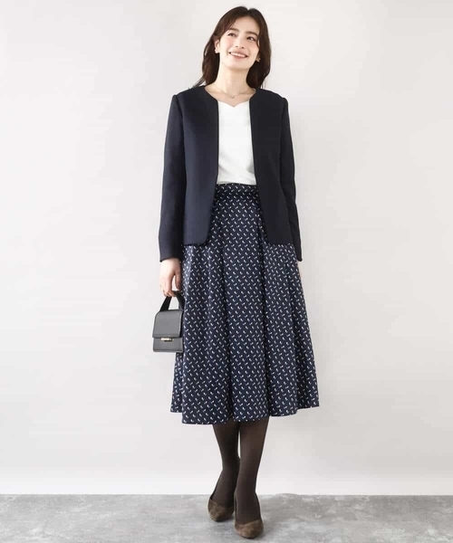 OFUON le MK（オフオンルエムケー）の「【2025AW】幾何柄タックフレアースカート/洗える（スカート・レディース・ブルー/ネイビー・40/38/36）」の19枚目の写真