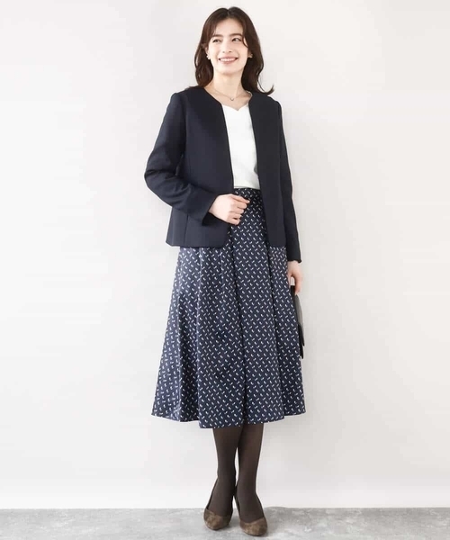 OFUON le MK（オフオンルエムケー）の「【2025AW】幾何柄タックフレアースカート/洗える（スカート・レディース・ブルー/ネイビー・40/38/36）」の18枚目の写真