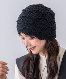 polcadot（ポルカドット）の「クロッシェニットワッチ/レース編みレイヤードニット（ニットキャップ/ビーニー）」