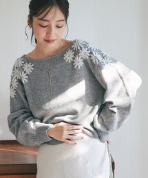 La boutique BonBon | 【最強愛されニット】お花刺繍クロップドニット(ニット/セーター)