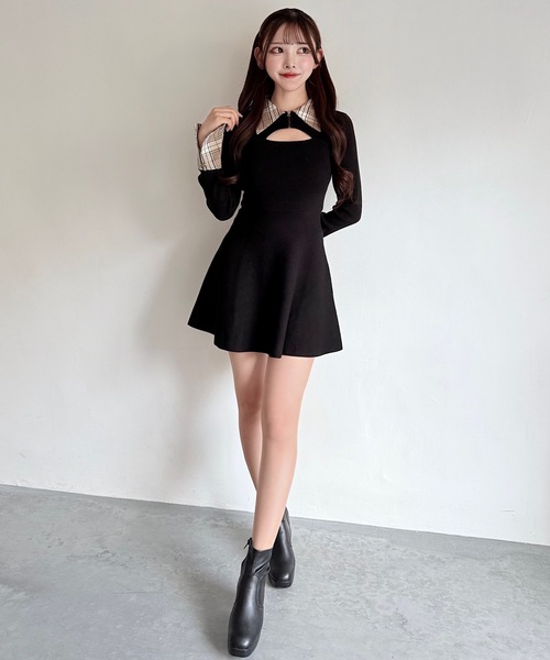 セール】チェックカラーミニニットワンピース（ワンピース）｜NOMAE