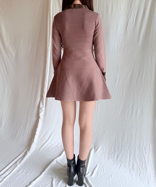 新品　NOMAE ノーマエ　チェックカラーミニニットワンピース セール】チェックカラーミニニットワンピース（ワンピース）｜NOMAE