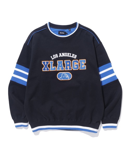 XLARGE（エクストララージ）の「STRIPED SLEEVE CREWNECK SWEATSHIRT（スウェット・メンズ・ブラック/オフホワイト/グリーン・L/M/XL/S）」の2枚目の写真