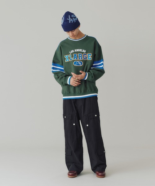XLARGE（エクストララージ）の「STRIPED SLEEVE CREWNECK SWEATSHIRT（スウェット・メンズ・ブラック/オフホワイト/グリーン・L/M/XL/S）」の12枚目の写真