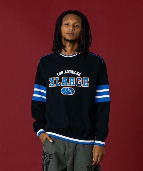 セール】STRIPED SLEEVE CREWNECK SWEATSHIRT（スウェット）｜XLARGE