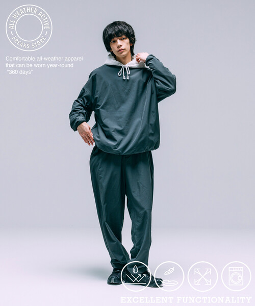 FREAK'S STORE(フリークスストア)の「限定展開 ALL WEATHER ACTIVE WEAR/オールウェザーアクティブウェア リラックスフィット パッカブルセットアップ/クルーネックPO/パンツ(その他トップス・メンズ・ブラック/チャコールグレー/ネイビー/グレイッシュベージュ・SMALL/MEDIUM/LARGE)」の2枚目の写真