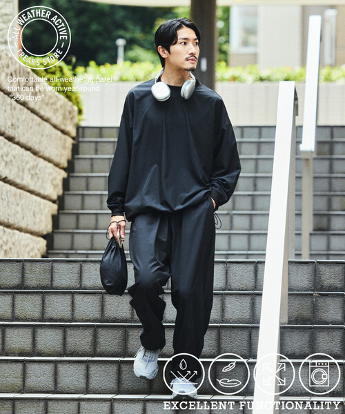 FREAK'S STORE(フリークスストア)の「限定展開 ALL WEATHER ACTIVE WEAR/オールウェザーアクティブウェア リラックスフィット パッカブルセットアップ/クルーネックPO/パンツ(その他トップス・メンズ・ブラック/チャコールグレー/ネイビー/グレイッシュベージュ・SMALL/MEDIUM/LARGE)」の8枚目の写真
