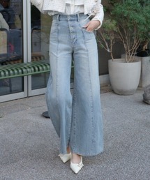 rienda | フロントボタンデザインハイウエストデニムパンツ 秋服　冬服(デニムパンツ)