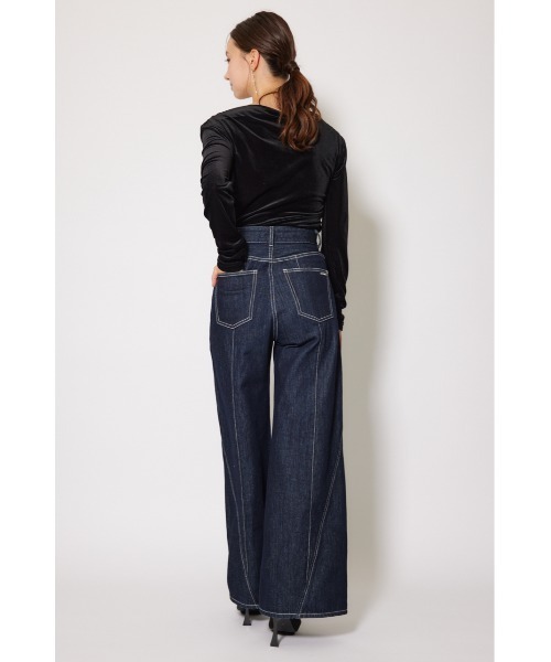 rienda（リエンダ）の「フロントボタンデザインハイウエストデニムパンツ 秋服　冬服（デニムパンツ・レディース・ダークブルー/ライトブルー・MEDIUM/SMALL/X-SMALL）」の6枚目の写真