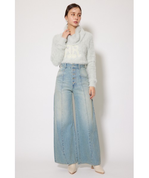 rienda（リエンダ）の「フロントボタンデザインハイウエストデニムパンツ 秋服　冬服（デニムパンツ・レディース・ダークブルー/ライトブルー・MEDIUM/SMALL/X-SMALL）」の12枚目の写真