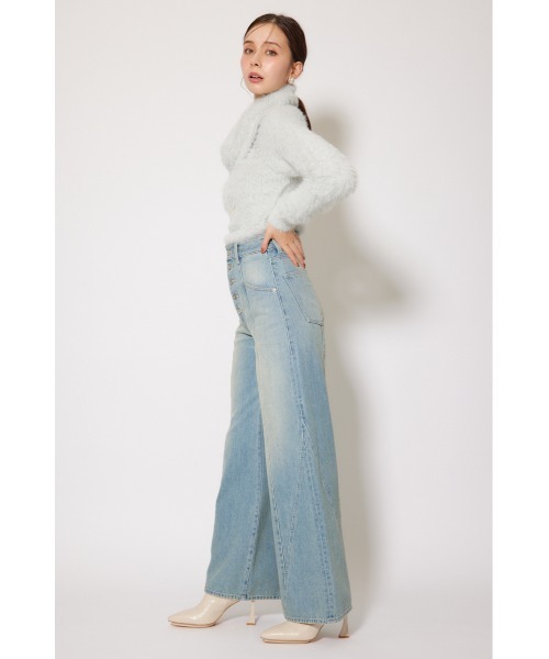 rienda（リエンダ）の「フロントボタンデザインハイウエストデニムパンツ 秋服　冬服（デニムパンツ・レディース・ダークブルー/ライトブルー・MEDIUM/SMALL/X-SMALL）」の13枚目の写真