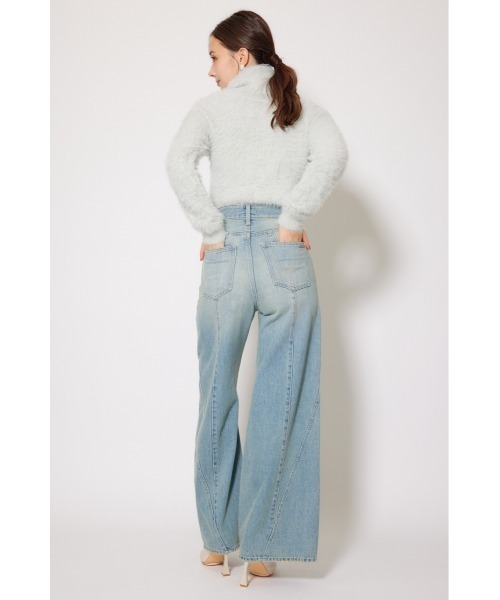 フロントボタンデザインハイウエストデニムパンツ 秋服 冬服（デニム