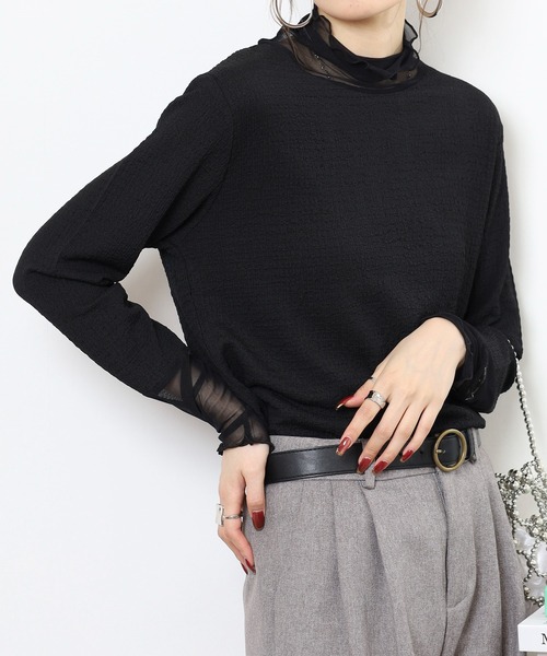 mitis(ミティス)の「mitis シャーリングシアースリーブロンT(Tシャツ/カットソー・レディース・ブラック/グレイッシュベージュ・M)」の15枚目の写真
