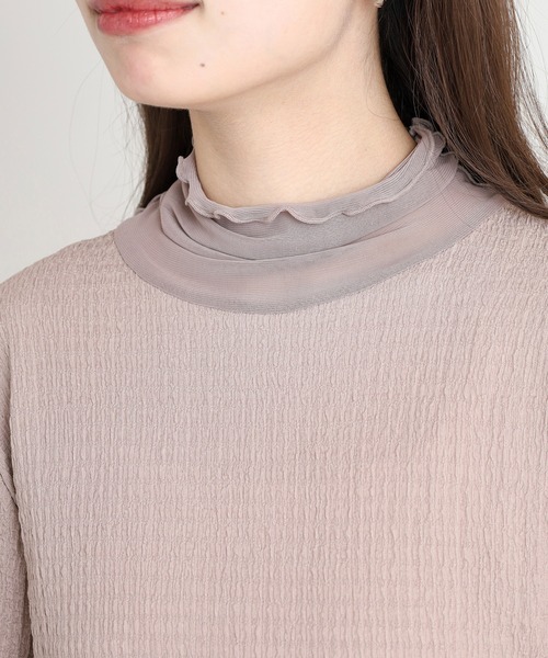 mitis(ミティス)の「mitis シャーリングシアースリーブロンT(Tシャツ/カットソー・レディース・ブラック/グレイッシュベージュ・M)」の10枚目の写真