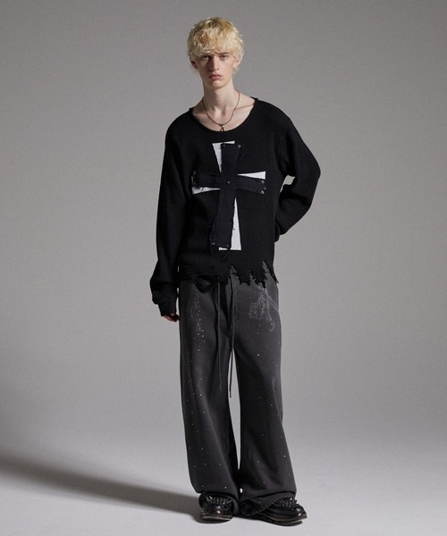 GRANCY】Cross Patch Damaged Thermal Longsleeve Tshirt / クロス