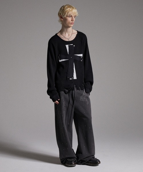 GRANCY】Cross Patch Damaged Thermal Longsleeve Tshirt / クロス