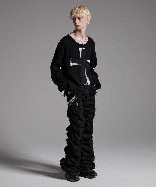 GRANCY】Cross Patch Damaged Thermal Longsleeve Tshirt / クロス